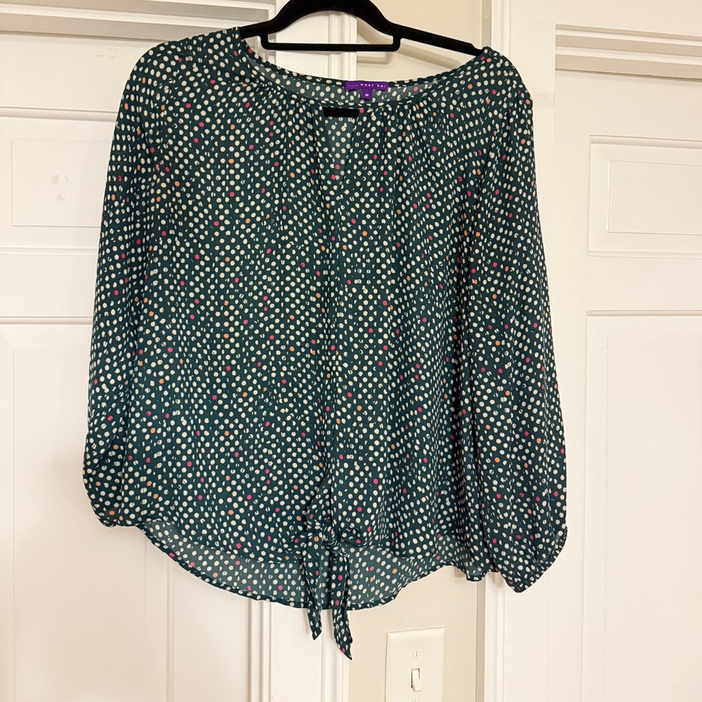 Polka Dot Women's Top - Green and Pink